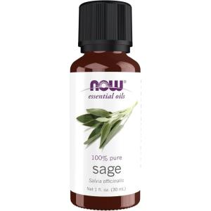 NOW Essential Oils, Sage Oil, Normalizing Aromatherapy Scent, Steam Distilled, 100% Pure, Vegan, Child Resistant Cap, 1-Ounce
