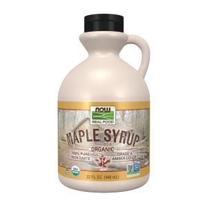 NOW Foods, Certified Organic Maple Syrup, Grade A Amber Color, 100% Pure, Light Delicate Flavor, Certified Non-GMO, 32-Ounce