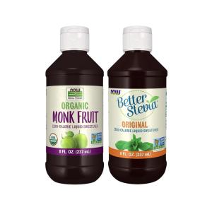 NOW Foods, Certified Organic Monk Fruit Liquid, Zero-Calorie Liquid Sweetener, Non-GMO, Low Glycemic Impact, 8-Ounce(Monk Fruit & Stevia)