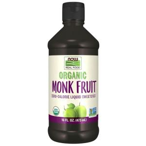 NOW Foods, Certified Organic Monk Fruit Liquid, Zero-Calorie Liquid Sweetener, Non-GMO, Low Glycemic Impact, 8-Ounce(Monk Fruit)