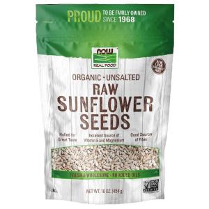 NOW Foods, Certified Organic Sunflower Seeds, Raw and Unsalted, Source of Fiber and Vitamin E, Hulled for Great Taste, Certified Non-GMO, 16-Ounce (Packaging May Vary)(16 Ounce)