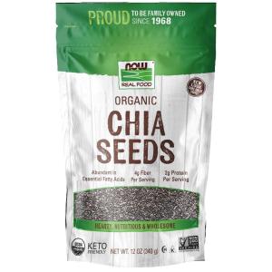 NOW Foods, Organic Black Chia Seeds, Non-GMO, Source of Healthy Fatty Acids and Fiber, 12-Ounce (Packaging May Vary)(12 Fl Oz (Pack of 1))