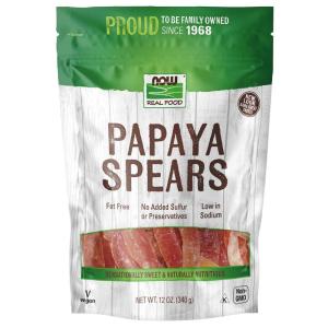 NOW Foods, Papaya Spears, No Preservatives or Added Sulfur, Fat-Free and Low-Sodium, 12-Ounce (Packaging May Vary)(12 Ounce (Pack of 1))