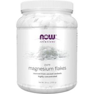 NOW Foods Solutions, Magnesium Flakes, 100% Pure, from the Ancient Zechstein Seabed, Highly Concentrated, 54-Ounce