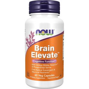 NOW Foods Supplements, Brain Elevate™, Featuring Ginkgo Biloba, RoseOx® and Phosphatidyl Serine, 120 Veg Capsules(60 Count (Pack of 1))