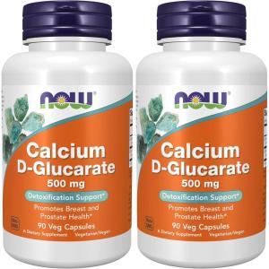 NOW Foods Supplements, Calcium D-Glucarate 500 mg, Detoxification Support*, 90 Veg Capsules(90 Count (Pack of 2))
