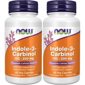 NOW Foods Supplements, Indole-3-Carbinol 200 mg with Flax Lignan Extract, 60 Veg Capsules(60 Count (Pack of 2))