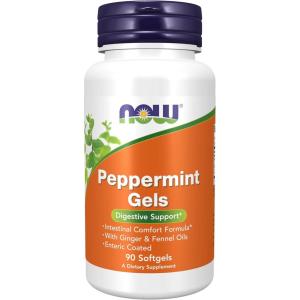 NOW Foods Supplements, Peppermint Gels with Ginger & Fennel Oils, Enteric Coated, Digestive Support*, 90 Softgels(90 Count (Pack of 1))