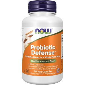 NOW Foods Supplements, Probiotic Defense, Probiotic Blend in a Whole Food Base with 1 Billion Organisms, 90 Veg Capsules