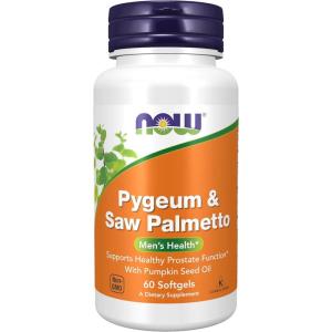 NOW Foods Supplements, Pygeum & Saw Palmetto with Pumpkin Seed Oil, Men’s Health*, 120 Count(Pack of 1)(60 Count (Pack of 1))