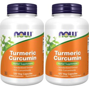 NOW Foods Supplements, Turmeric Curcumin, Derived from Turmeric Root Extract, Herbal Supplement, 120 Veg Capsules(120 Count (Pack of 2))