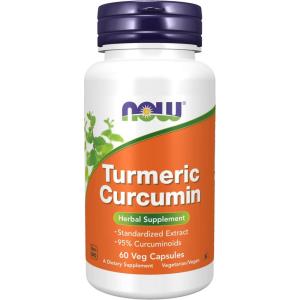NOW Foods Supplements, Turmeric Curcumin, Derived from Turmeric Root Extract, Herbal Supplement, 120 Veg Capsules(60 Count (Pack of 1))