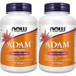 NOW Supplements, ADAM™ Men’s Multivitamin with Saw Palmetto, Plant Sterols, Lycopene & CoQ10, 90 Softgels(90 Count (Pack of 2))
