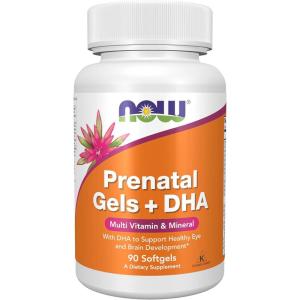 NOW Supplements, Prenatal Gels + DHA with 250 mg DHA per serving, plus Borage Oil (GLA), 180 Softgels(90 Count (Pack of 1))