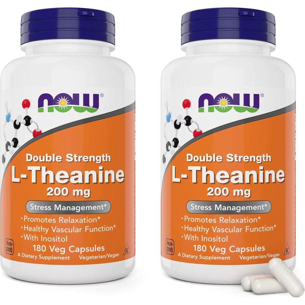 imageNOW Foods LTheanine Double Strength 200 mg Per Cap  180 Veg Capsules Pack of 2 360 Total caps  Enhanced with 100mg Inositol  Vegetarian NonGMO  Ltheanine 200mg Supplement