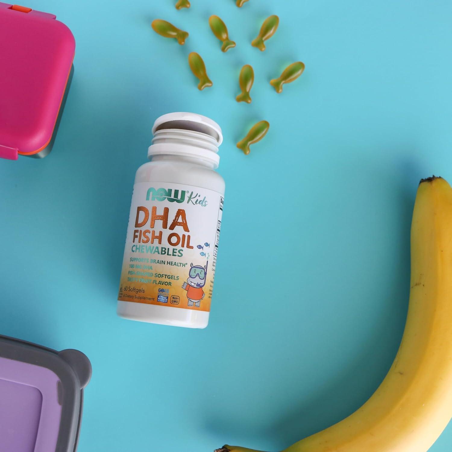 imageNOW Foods Supplements DHA Kids 100 mg Supports Brain Health Fruit Flavor 60 Chewable Softgels packaging may vary