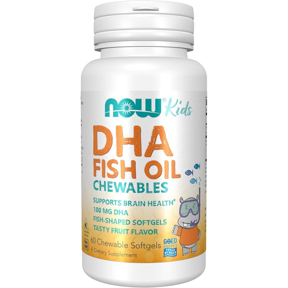 imageNOW Foods Supplements DHA Kids 100 mg Supports Brain Health Fruit Flavor 60 Chewable Softgels packaging may vary