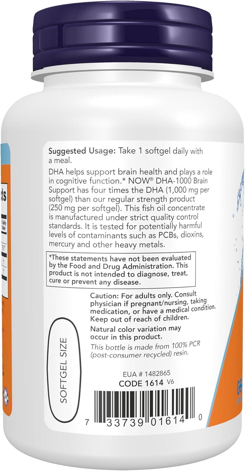 imageNOW Foods Supplements DHA 1000 Brain Support Extra Strength 1000 mg DHA 90 Softgels90 Count Pack of 1