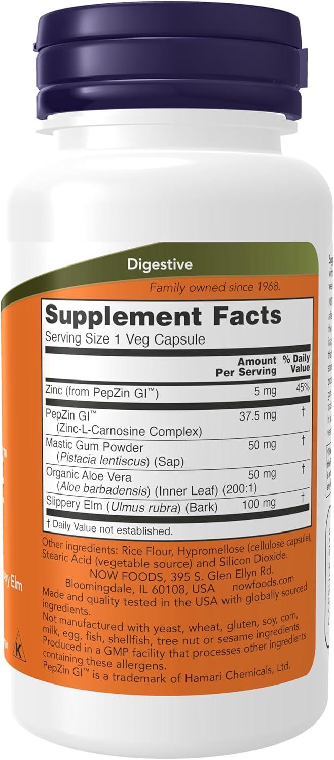 imageNOW Foods Supplements Gastro Comfort plus Mastic Gum Aloe Vera and Slippery Elm 60 Veg Capsules