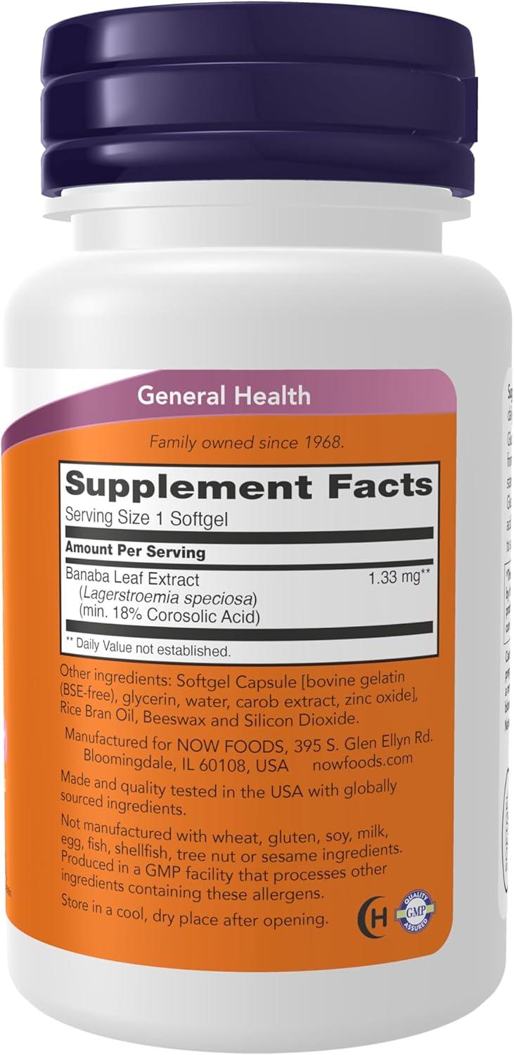 imageNOW Foods Supplements GlucoFit with 18 Corosolic Acid Supports Glucose Metabolism 60 SoftgelsBanaba