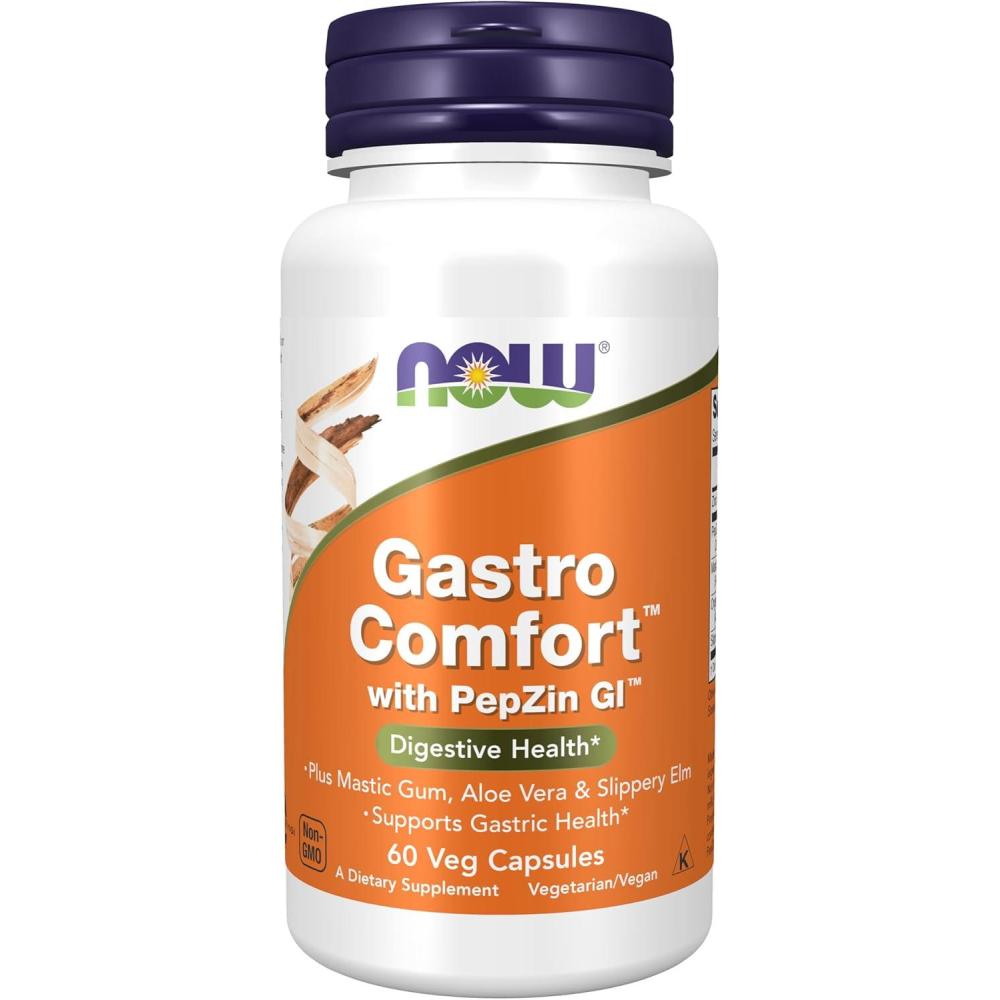 imageNOW Foods Supplements Gastro Comfort plus Mastic Gum Aloe Vera and Slippery Elm 60 Veg Capsules