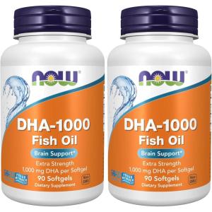 NOW Foods Supplements, DHA 1,000 Brain Support, Extra Strength, 1,000 mg DHA, 90 Softgels(90 Count (Pack of 2))