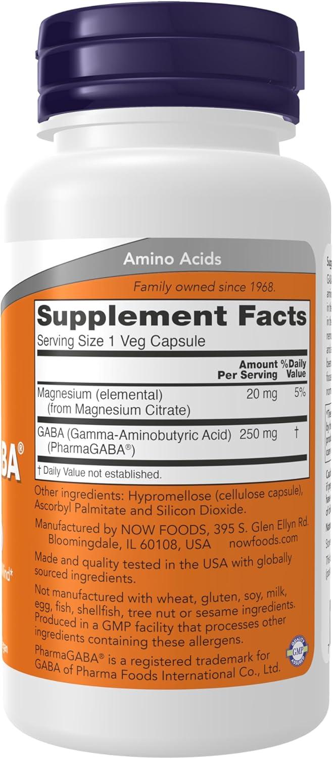 imageNow Foods Supplements PharmaGABA 250 mg with Magnesium Citrate 60 Veg Caps Relaxation Support