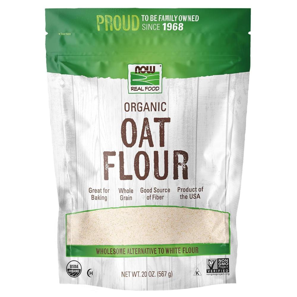 imageNOW Real Food Organic Oat Flour Whole Grain Good Source of Fiber Wholesome Alternative to White Flour 20Ounce