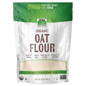 NOW Real Food Organic Oat Flour, Whole Grain, Good Source of Fiber, Wholesome Alternative to White Flour, 20-Ounce