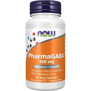 Now Foods Supplements, PharmaGABA 100 mg with Magnesium Citrate, 90 Veg Caps, Relaxation Support*