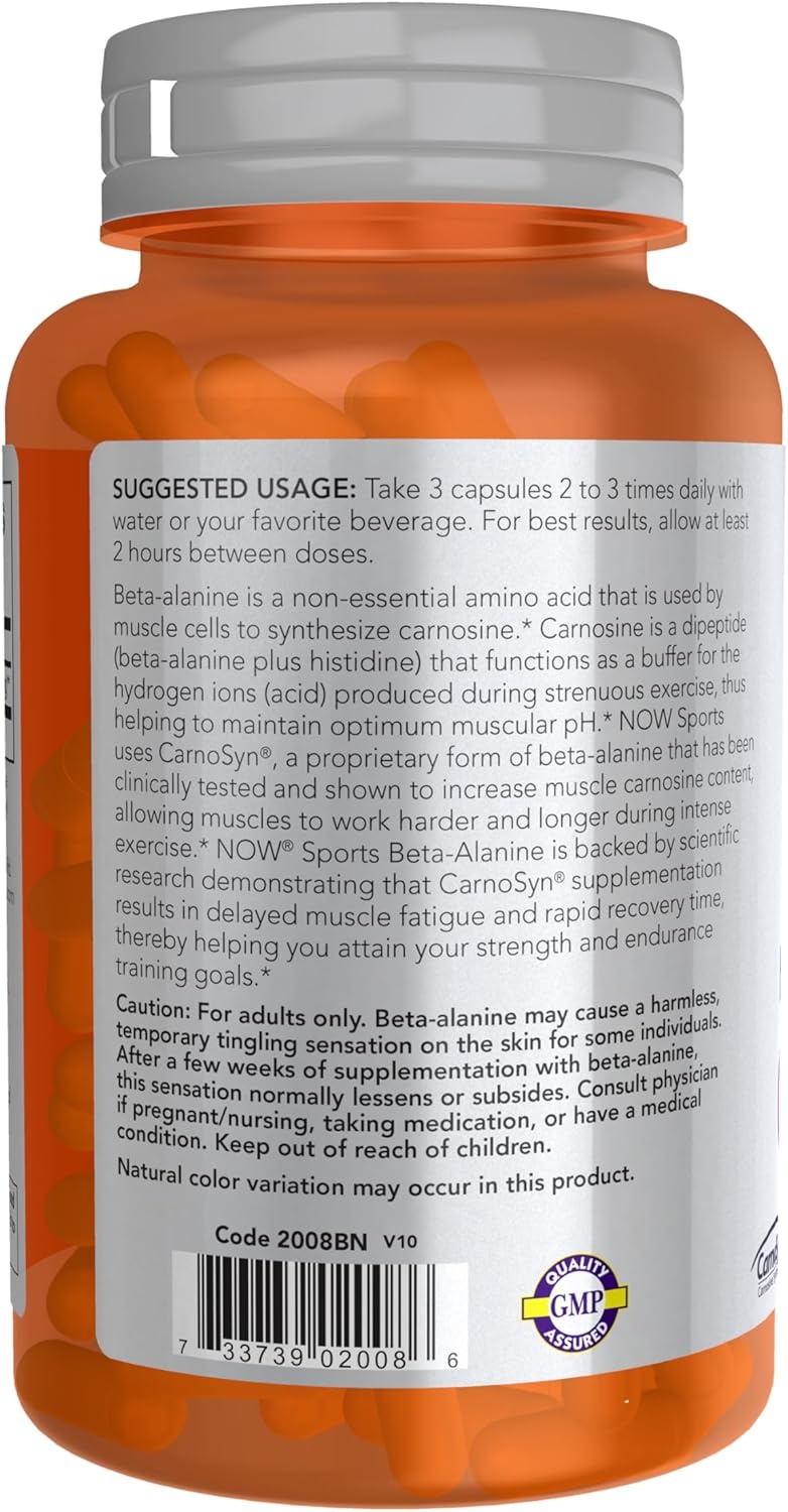 imageNOW Foods Sports Nutrition BetaAlanine 750 mg Delays Muscle Fatigue Endurance 120 Veg Capsules120 Count Pack of 2