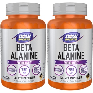 NOW Foods Sports Nutrition, Beta-Alanine 750 mg, Delays Muscle Fatigue*, Endurance*, 120 Veg Capsules(120 Count (Pack of 2))