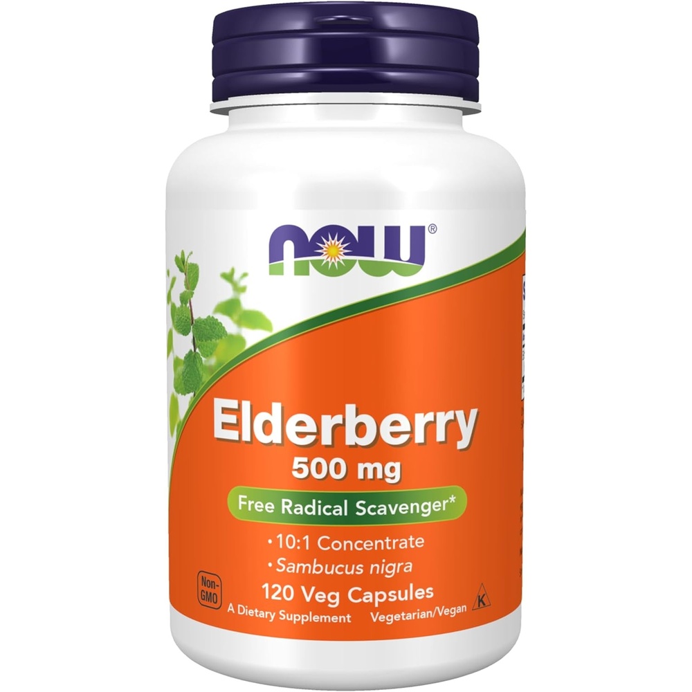 image:imageNOW Foods Supplements Elderberry Sambucus nigra500 mg 101 Concentrate 60 Veg Capsules120 Count Pack of 1